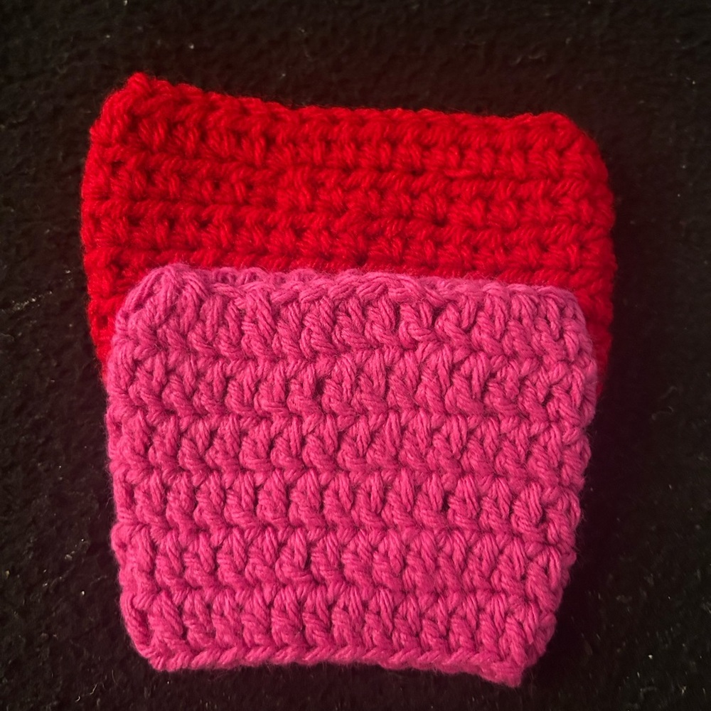 Red and Pink Crochet Coozies